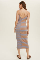 Mocha Striped Ribbed Dress