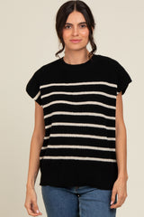 Black Striped Dolman Short Sleeve Maternity Sweater