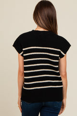 Black Striped Dolman Short Sleeve Maternity Sweater