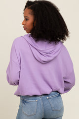 Lavender Waffle Knit Half Zip Relaxed Fit Hoodie