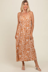 Camel Printed Maxi Dress