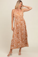 Camel Printed Maxi Dress