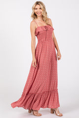 Mauve Smocked Sleeveless Floral Maternity Maxi Dress