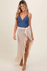 Cream Sheer Ruffle Accent Maternity Cover Up