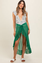 Green Sheer Ruffle Accent Maternity Cover Up