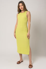 Lime Sleeveless Ribbed Maternity Midi Dress