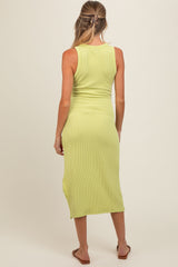 Lime Sleeveless Ribbed Maternity Midi Dress