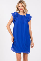 Royal Flutter Sleeve Pleated Chiffon Maternity Mini Dress