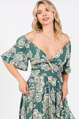 Green Floral Cutout Midi Dress