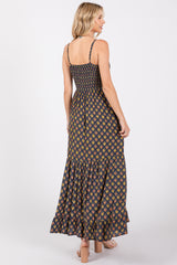 Navy Printed Cutout Maxi Dress