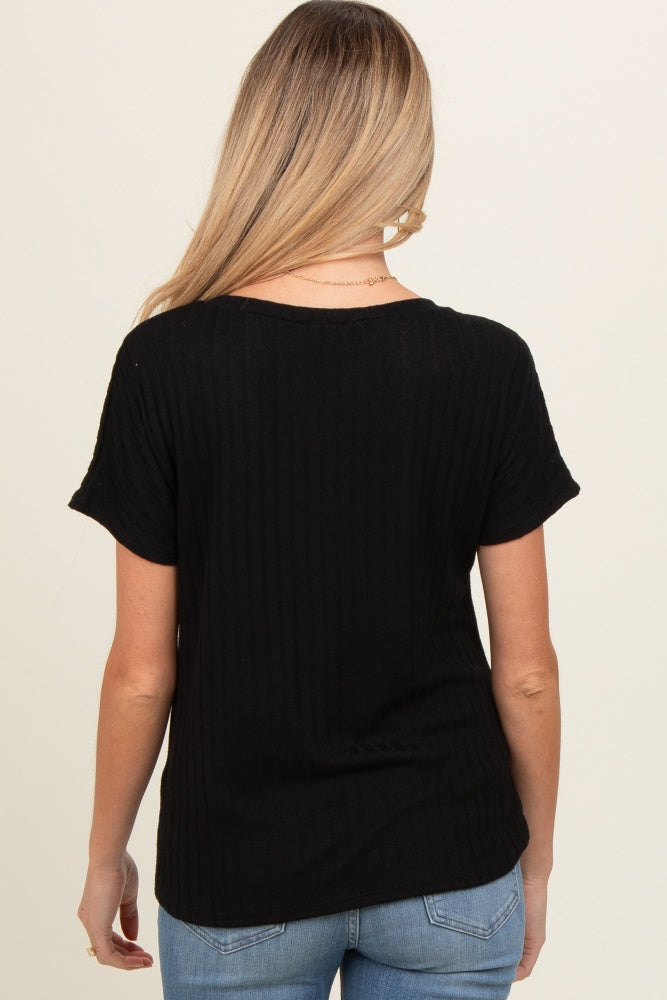Black Knit Maternity Short Sleeve Top