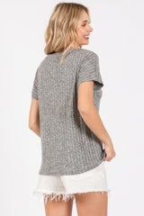 Heather Grey Knit Short Sleeve Top