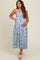 Blue Floral Square Neck Maternity Dress