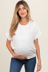 Ivory Round Neck Dolman Sleeve Maternity Top