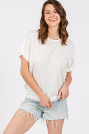 Ivory Round Neck Dolman Sleeve Top