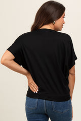 Black Round Neck Dolman Sleeve Maternity Top