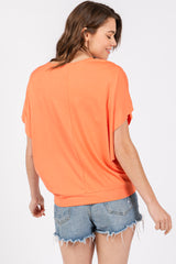 Orange Round Neck Dolman Sleeve Top