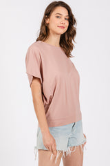 Light Pink Round Neck Dolman Sleeve Top