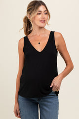 Black V-Neck Maternity Tank Top