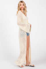 Cream Crochet Knit Long Cover Up