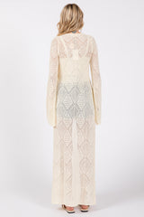 Cream Crochet Knit Long Cover Up