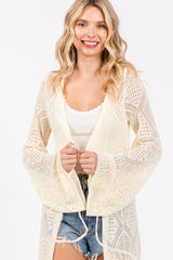 Cream Crochet Knit Long Cover Up