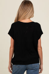 Black Knit Short Sleeve Sweater Maternity Top