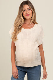 Cream Knit Short Sleeve Sweater Maternity Top