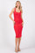 Red Sleeveless Ribbed Square Neck Midi Dress