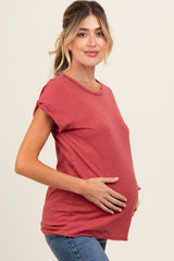 Rust Cuffed Sleeve Maternity Top