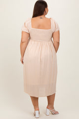 Cream Crochet Bodice Cotton Plus Midi Dress