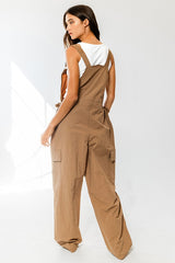 Taupe Parachute Overalls Jumpsuit