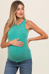 Green Heathered Maternity Tank Top