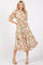 Cream Floral V-Neck Tiered Midi Dress