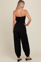 Black Strapless Sash Tie Jumpsuit