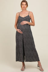 Black Paisley Print Maternity Jumpsuit