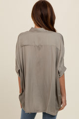 Olive Satin Oversized Shirt