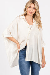 Ivory Textured Button Down Blouse