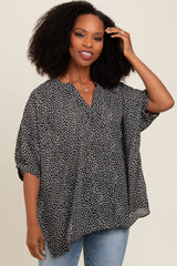 Charcoal Printed Dolman Sleeve Blouse