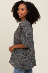 Charcoal Printed Dolman Sleeve Blouse