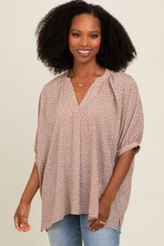 Mocha Printed Dolman Sleeve Blouse