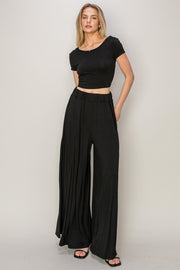 Black Crop Top and Wide Leg Pant Set