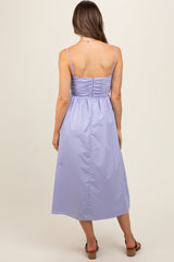 Lavender Ruched Maternity Midi Dress