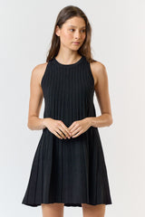 Black Knit Pleated Maternity A-Line Dress