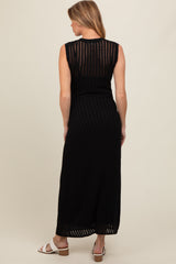 Black Sheer Knit Layered Maternity Maxi Dress