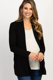 Black Flowy Front Maternity Cardigan