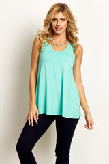 PinkBlush Mint Green Solid Pocket Front Maternity Tank Top