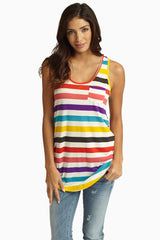 Purple Multi-Colored Striped Tank Top