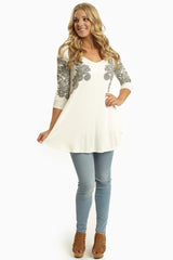 Ivory Black Paisley Accent Top