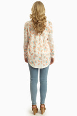 Peach Mint Green Cheetah Print Knit Top